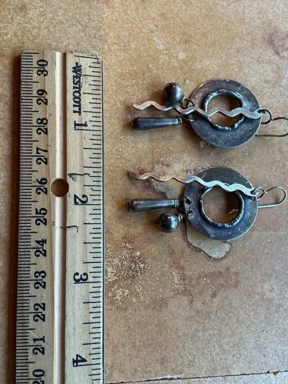 Handmade  Brutalist artisan earrings. Lochlin Smith - Picture 5 of 5
